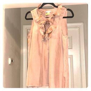Jcrew silk sleeveless ruffle top mauve/rose